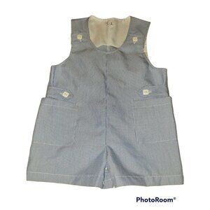 Boys Shortalls Size 2 Blue White Stripes Pockets Easter Spring Summer